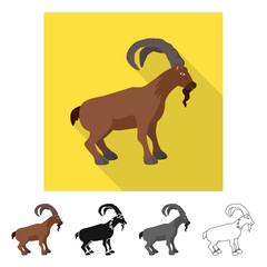 Vector design of goat and mountain  logo. Set of goat and animal stock vector illustration.