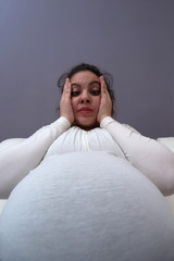 Extreme Angle View of Pregnant Mom’s Giant Baby Bump