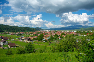 Fototapeta na wymiar The town of Zarnesti in Brasov county, Romania