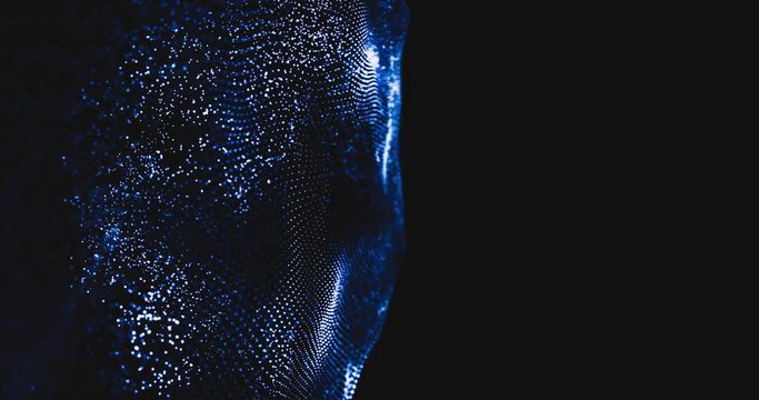 4K Abstract digital wave blackground. Glowing particles flow motion. Futuristic technology hi-tech mesh in a cyber space. Elegant technology bokeh background design, science business presentations