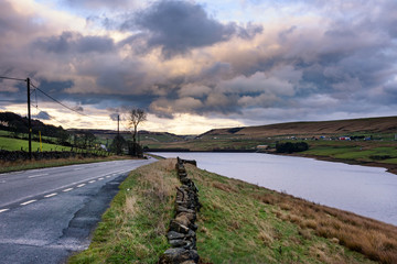 Fototapeta premium Booth Wood Reservoir is a man-made upland reservoir that lies north of the M62 motorway near Rishworth and Ripponden in Calderdale, West Yorkshire, England.
