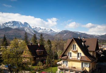 Fototapeta na wymiar Vysoky Tatra mountains in Zakopane, popular winter tourist centre in Poland
