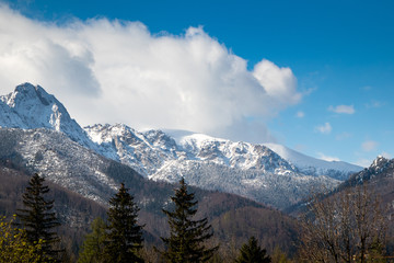 Fototapeta na wymiar Vysoky Tatra mountains in Zakopane, popular winter tourist centre in Poland