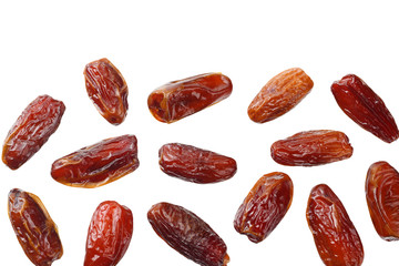 date fruit isolated on white background. top view