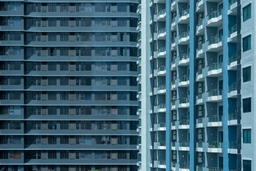 Apartment home residential building area in the crowded capital in Bangkok, Thailand