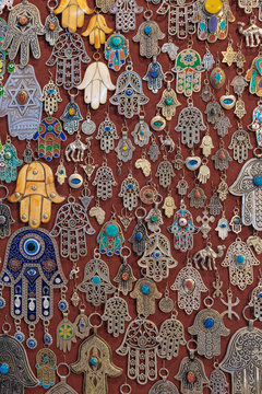 Hamsa Amulets In A Souk Market