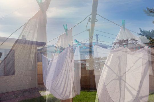 Fresh washing hanging on a clothesline