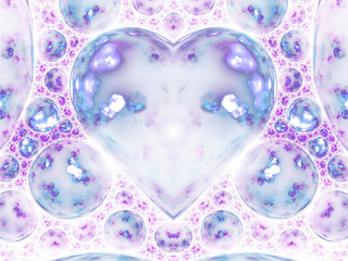 Light blue and purple fractal heart, digital artwork for creative graphic design