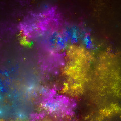 Dark colorful fractal nebula, digital artwork for creative graphic design