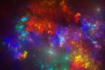 Fototapeta na wymiar Colorful abstract fractal galaxy, digital artwork for creative graphic design
