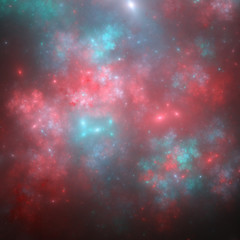 Fototapeta na wymiar Red and blue fractal galaxy, digital artwork for creative graphic design