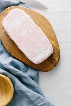 Finished Coconut Ice in uncut slab
