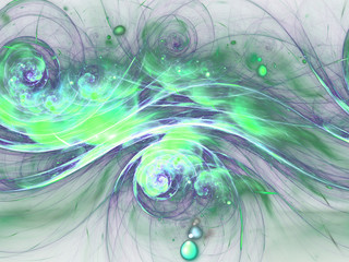 Light green fractal spirals, digital artwork for creative graphic design