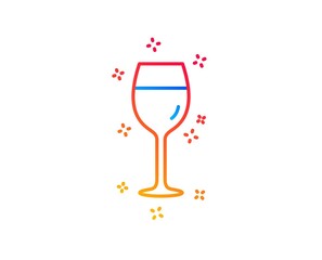Wine glass line icon. Bordeaux glass sign. Gradient design elements. Linear wine glass icon. Random shapes. Vector