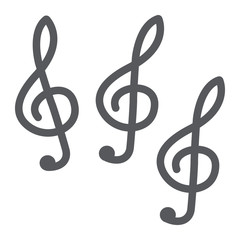 Fototapeta premium Music clef glyph icon, music and note, music key sign, vector graphics, a solid pattern on a white background.
