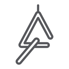 Triangle instrument line icon, music and sound, musical triangle sign, vector graphics, a linear pattern on a white background.