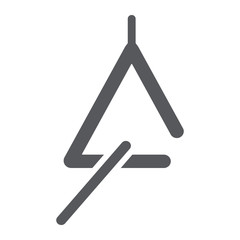 Triangle instrument glyph icon, music and sound, musical triangle sign, vector graphics, a solid pattern on a white background.