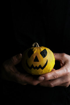 Orange Pumpkin on black background