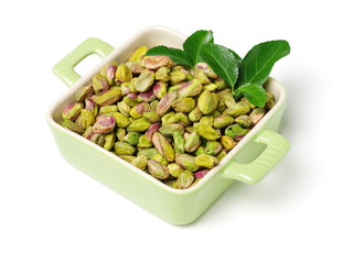 Pistachios on a white background