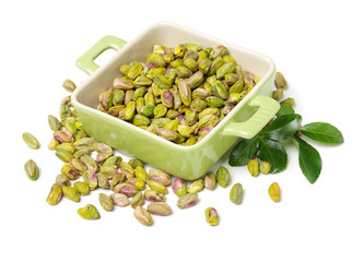 Pistachios on a white background