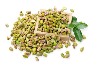Pistachios on a white background