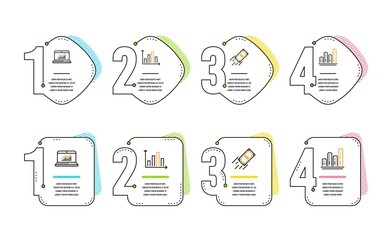 Fast payment, Diagram graph and Online statistics icons simple set. Graph chart sign. Finance transfer, Presentation chart, Computer data. Growth report. Finance set. Infographic timeline. Vector