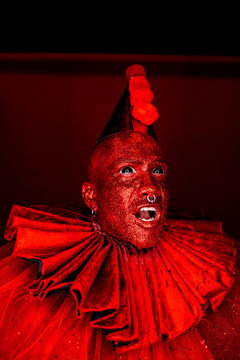 Bizarre Red Clown Portrait