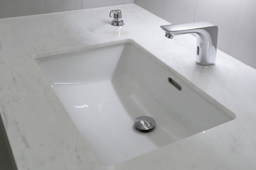 Modern faucet with marble washbasin sink interior contemporary
