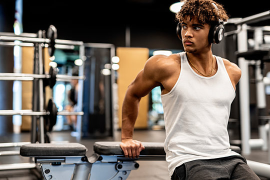 Young Afro Man Training In The Gym