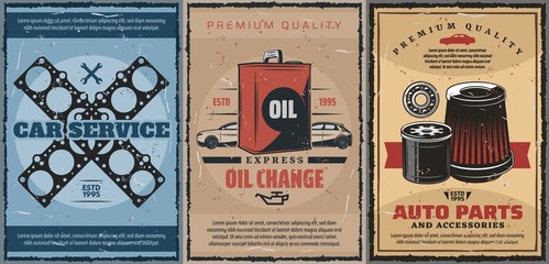 Car engine oil change service, auto parts shop