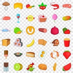 Drink icons set. Cartoon style of 36 drink vector icons for web for any design