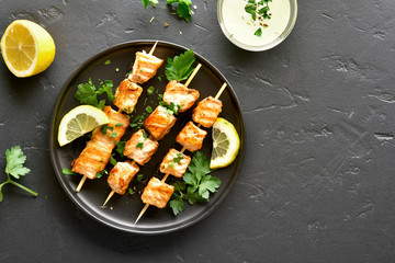 Barbecue salmon skewers