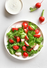 Radish salad with lettuce leaves