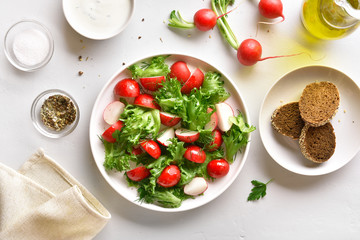 Radish salad with lettuce leaves