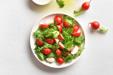 Radish salad with lettuce leaves