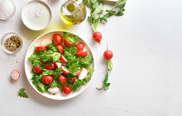 Radish salad with lettuce leaves