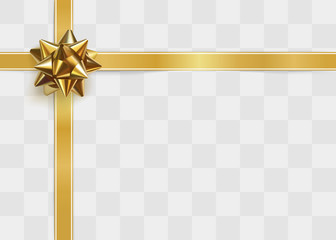 Glossy golden bow. Greeting card template