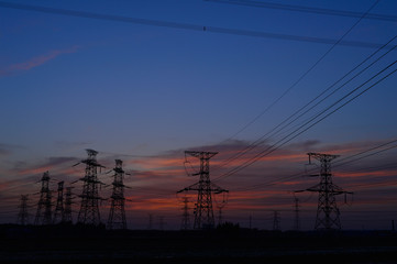 Fototapeta premium The power supply facilities of contour in the evening