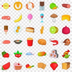 Fried egg icons set. Cartoon style of 36 fried egg vector icons for web for any design