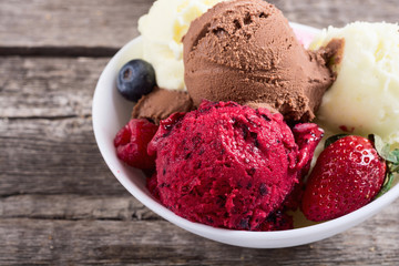 Mix of ice cream ball