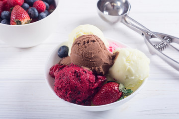 Mix of ice cream ball