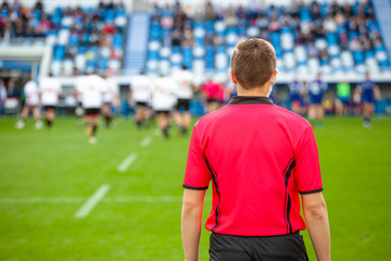 referee on the field watching the game