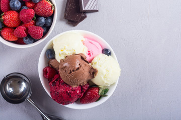 Mix of ice cream ball