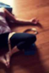 Obraz na płótnie Canvas Blurry Art Photo Yoga Studio Woman 