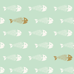 the pattern of fish skeletons drawn by hand