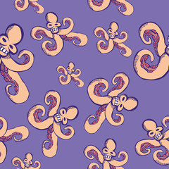 pattern of evil octopuses drawn by hand