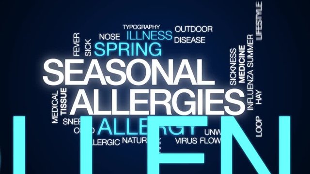 Seasonal allergies animated word cloud, text design animation. Kinetic typography.