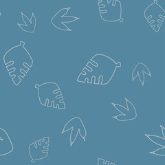 Leaf tree and dinosaur footprint seamless pattern
