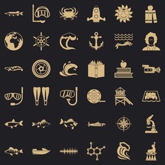 Explorer of the sea icons set. Simple set of 36 explorer of the sea vector icons for web for any design