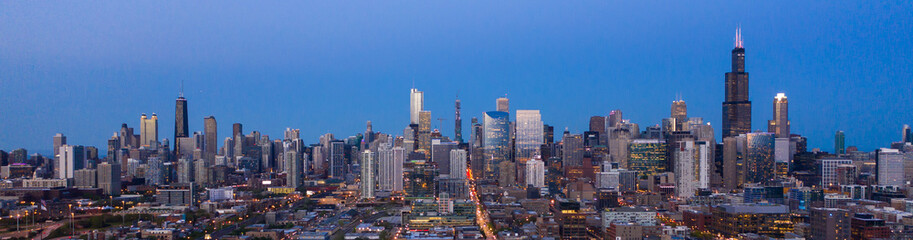 Obraz premium Chicago panoramę budynków z lotu ptaka